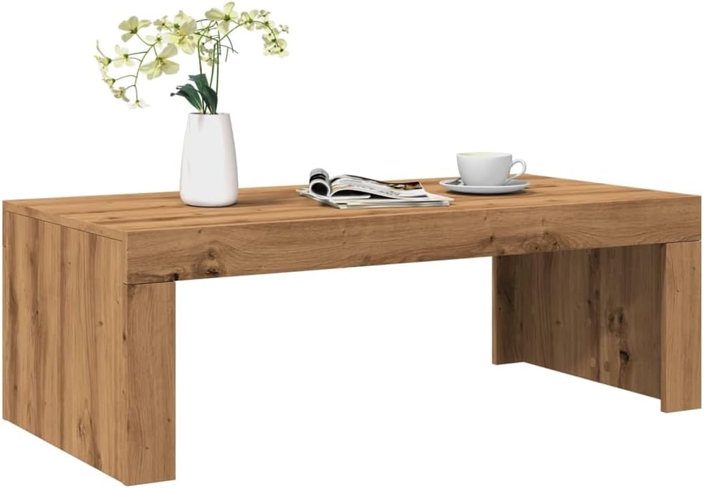 Mesa de Centro, Material Madera de Ingeniería Roble Artesanal, Diseño Moderno y Minimalista, Resistente y Estable, Mesa Auxiliar Sofá, Coffee Table, para Salón, Color Roble, 102x50x35 cm