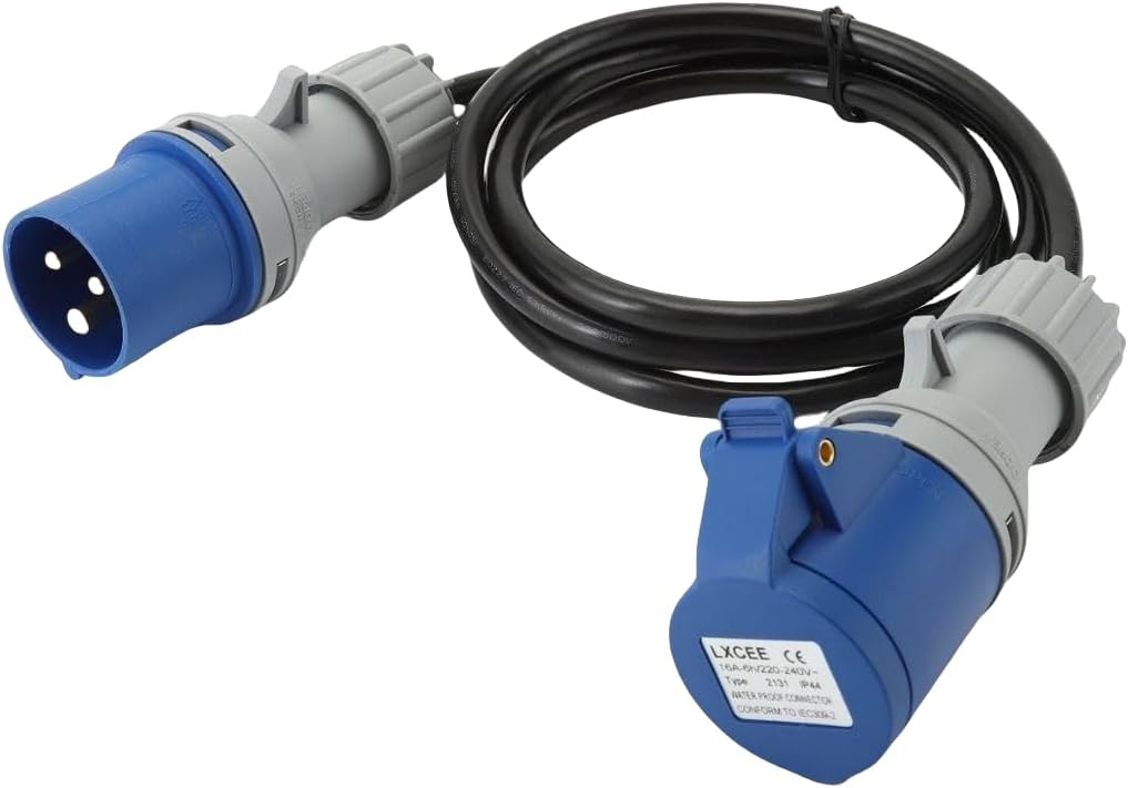 32 Amp EVSE Commando Power Extension Cable, Male to Female, 2metre