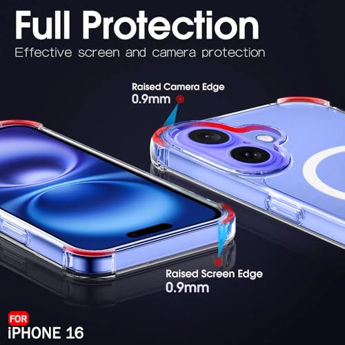 Image of TheGiftKart Shockproof Ultra-Hybrid Back Cover Case for iPhone 16 Compatible with MagSafe | 360 Protection | Crystal Clear Hard Back Cover Case for iPhone 16 (PC & TPU, Transparent Bumper)