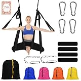 Ventajas del material: la hamaca de yoga está hecha de textura suave y tela de paracaídas ligera. El tejido de paracaídas es resistente a desgarros y roturas de alta resistencia, lo que le da un ambiente de yoga cómodo. La correa multifuncional para trapecio de yoga aéreo se puede utilizar para terapia de inversión para la descompresión de la columna vertebral o para desarrollar la fuerza de la parte superior del cuerpo (por ejemplo, utilizarla como un marco de inmersión) para garantizar tu salud.