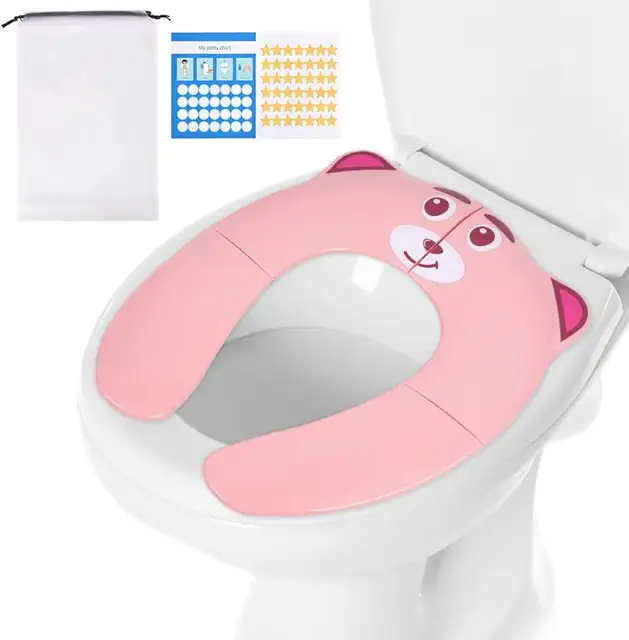 HOTUT Foldable Travel Toilet Seat for Kids - Pink WC Bril Verkleiner