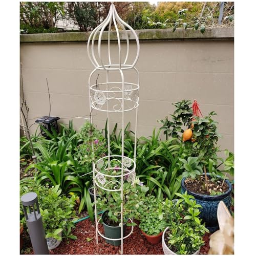 Obélisque de jardin métallique pour pots de fleurs et lierre de salon