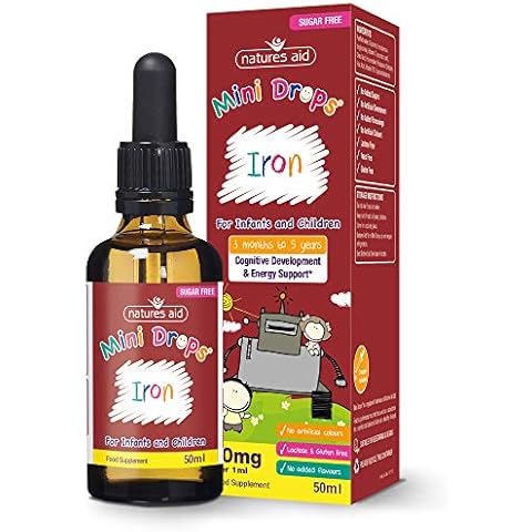 Natures Aid Iron Mini Drops for Infants and Children, Cognitive Development, Sugar Free, 50 ml Cover