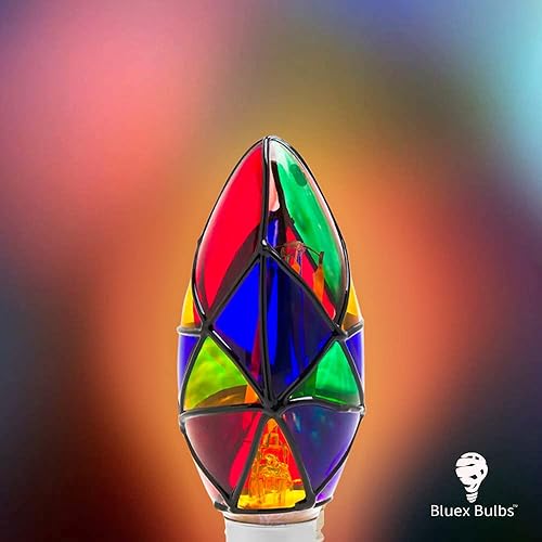 Miniatura 5 de Tiffany - Paquete de 3 luces de fiesta nocturna de vidrieras - Base de candelabro, mosaico, LED de 2 W (equivalente a 25 W)