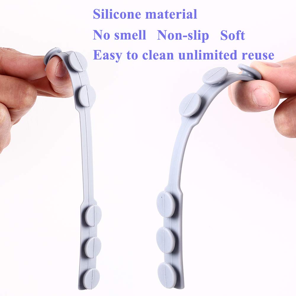 12 PCS Silicone Mask Band Extender Protect Ear Mask Elastic Strap Adjuster Buckle Holder Hook Headband Adjustable Suitable Ear Saver Relief for Adults (White,Blue,Grey)