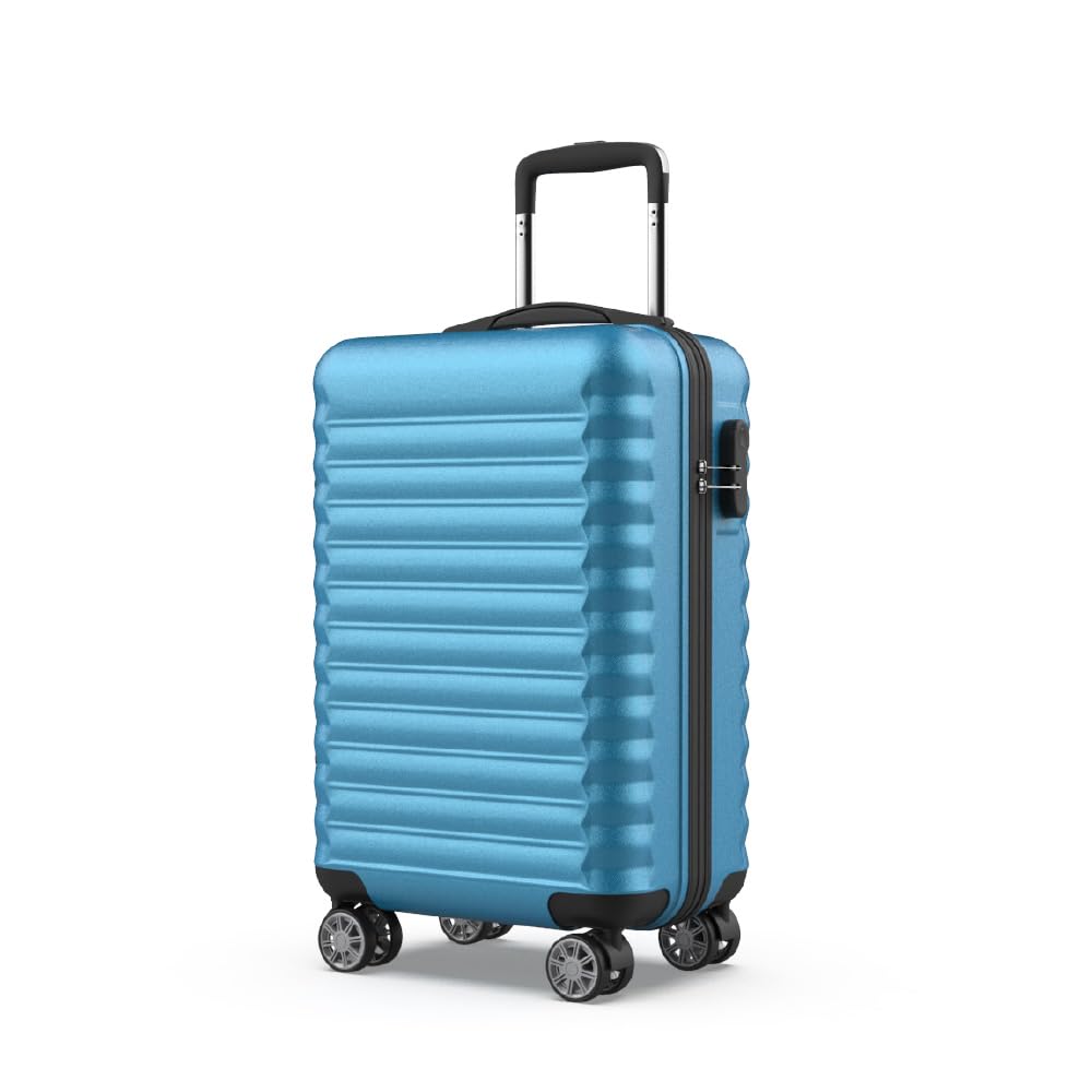 NUMADA - Maleta de Cabina Upfly 20' ABS (53x33,​5x22cm) con Cierre de Combinación y 4 Ruedas Dobles 360. Maleta de Mano Rígida Resistente, Ligera con Interior Compartimentado | Azul Eléctrico