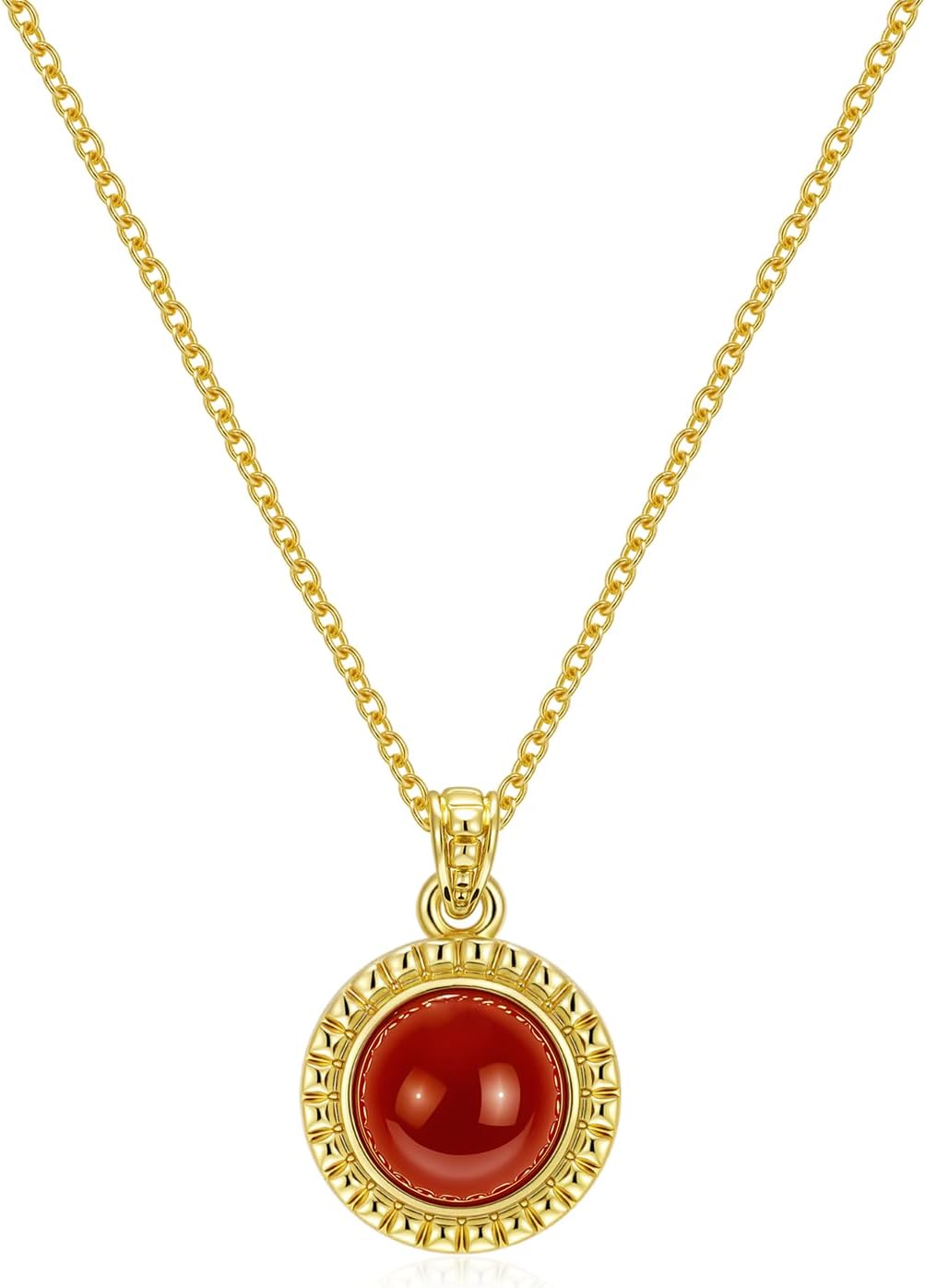 Gold Pendant Necklace for Women Red Crystal Necklace Gold Round Dainty Vintage Necklaces Jewelry Gifts