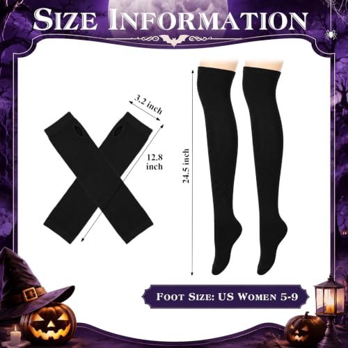 Image of Geyoga Arm Warmers Leg Warmers Striped Thigh High Socks Fingerless Gloves Stockings Christmas Halloween