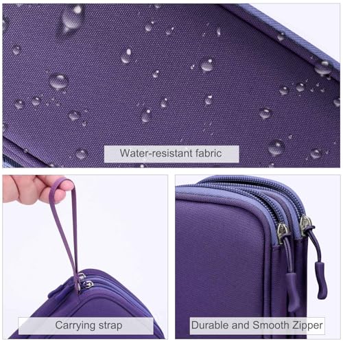 Image of FYY Electronic Organizer, Large Travel Cable Organizer Bag Pouch Electronic Accessories Carry Case Portable Waterproof Double Layers All-in-One Storage Bag for Cable, Cord, Charger, Purple