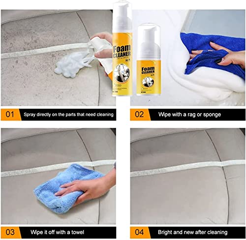 Multipurpose Foam Cleaning Spray, Household Lemon Flavored Dry Cleaning Ahent For Car, Kitchen, Foam Cleaner, Interior Lemon Foam Cleaner, Bathroom, Almighty Household Cleaner (2Pcs*100Ml) #TOP5