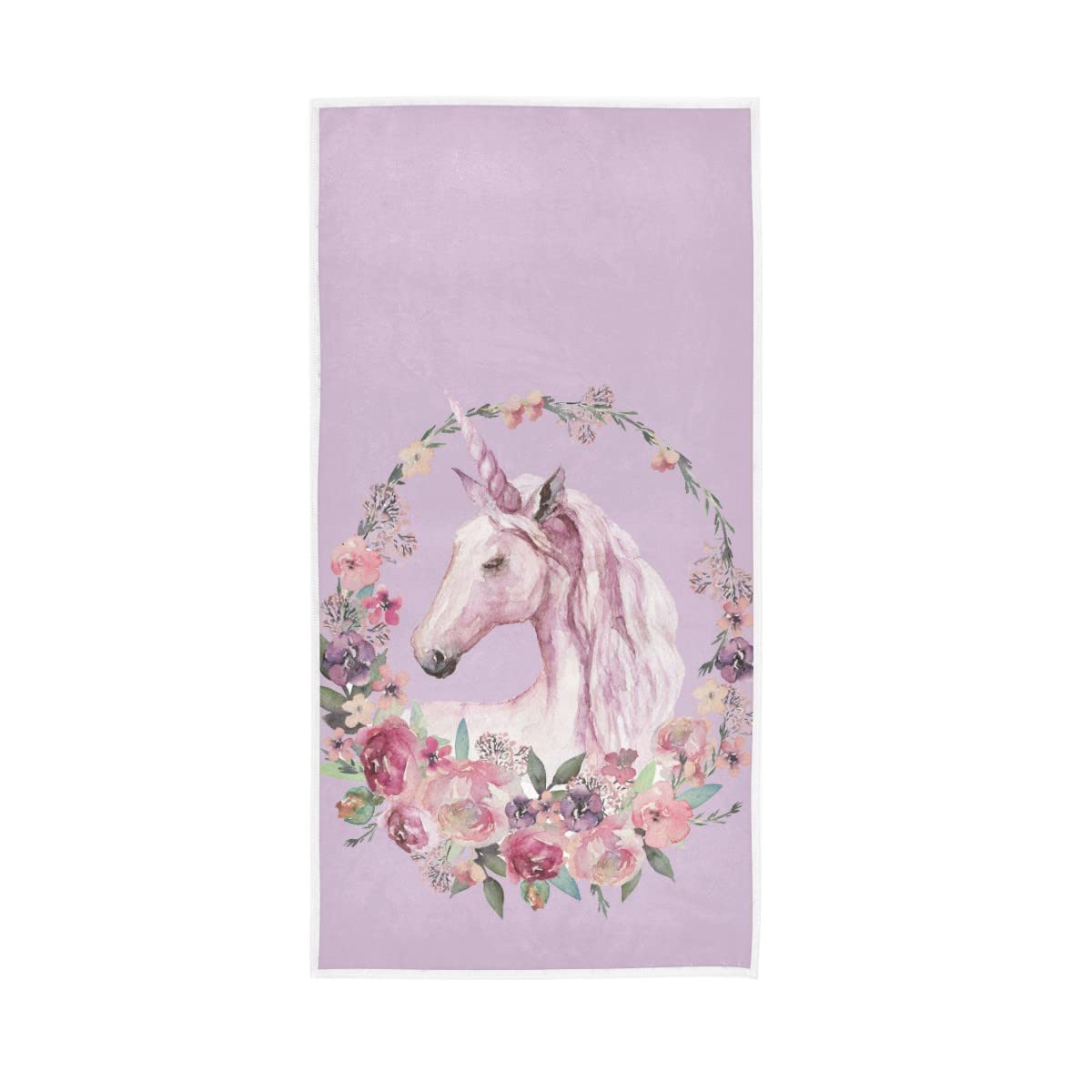 LSRCPD Bohemian Floral Unicorn Soft Bath Towel Large Hand Towels Multipurpose for Bathroom Hotel Gym Spa 30"x15"