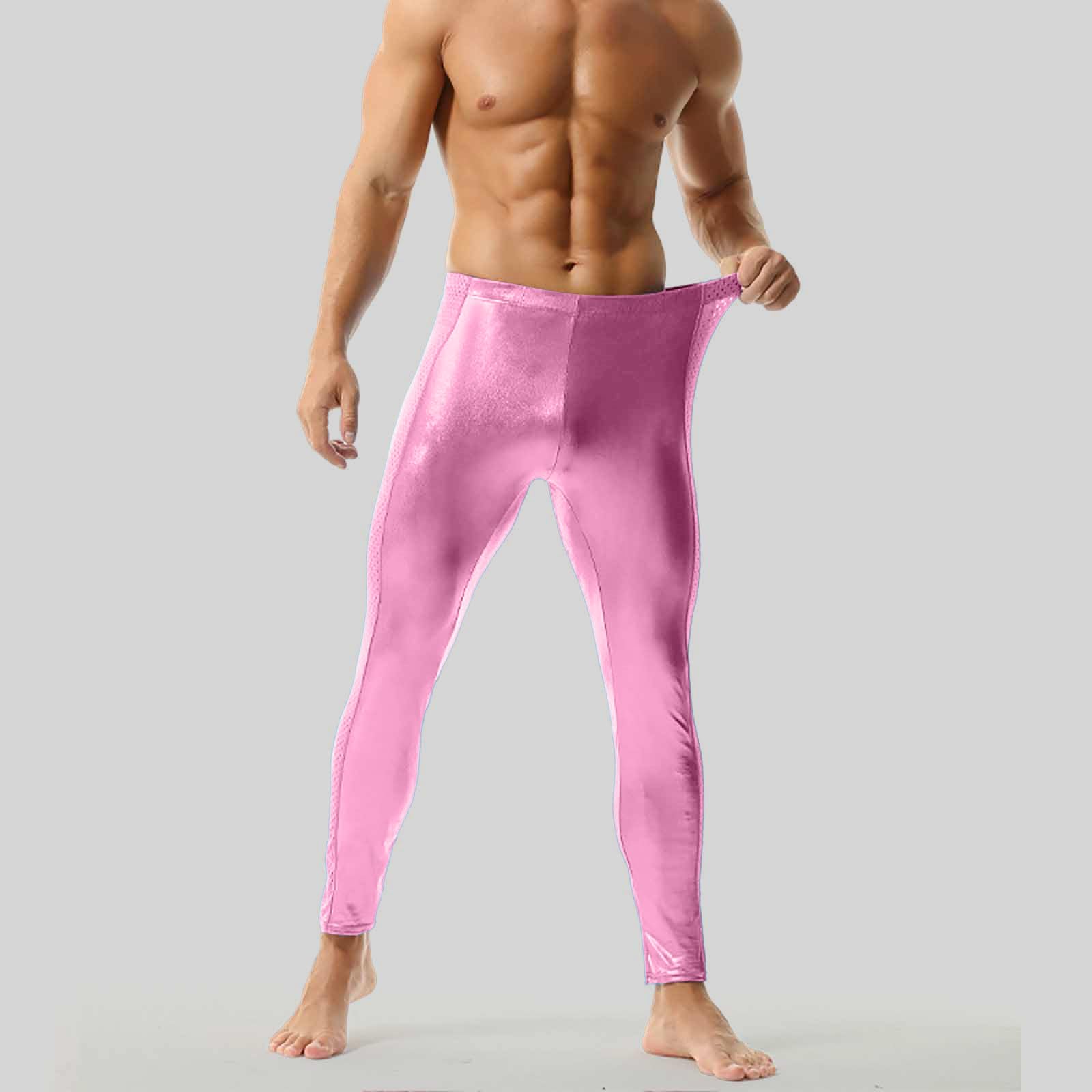 Leggings de Piel Sintética Metalizados para Hombres - Pantalones Ajustados Ropa de Club