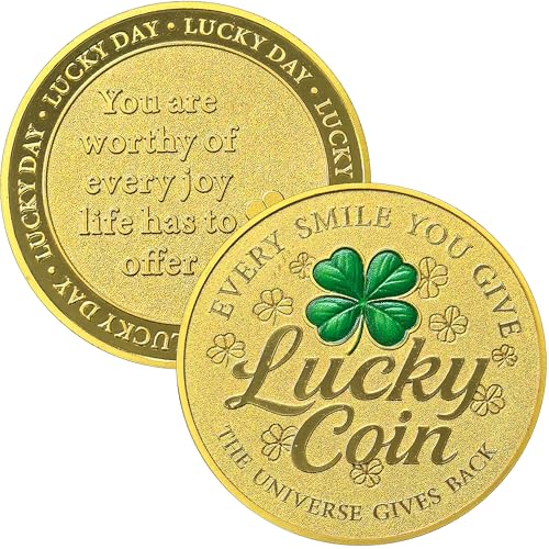 Lucky Coin Charm with Four-Leaf-Clover Inspirational Pocket Token for Encouragement Gifts Good Luck Challenge Coin with Protective Case Motivational Keepsake Medallion 1.57