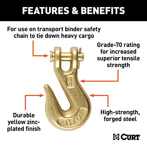 Curt 81438 3/8-Inch Forged Steel Clevis Grab Hook, 6,600 Lbs. Work Load, 1/2-In Pin, Yellow Zinc #TOP2