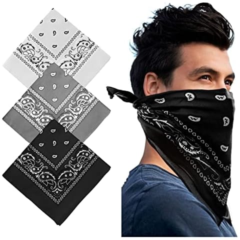 Bandana Head Scarf - 3 Pack Bandana Headband Multifunctional Cotton Paisley Print Neckerchiefs Fashion Hair Accessory For Outdoor Sports Cover