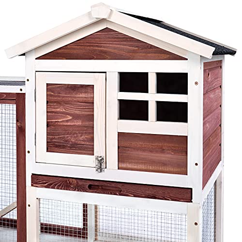 Rabbit Cage, 48.4" Outdoor Wooden Chicken Coop, Hutches For Rabbits, With Ventilation Door, Pull Out Tray And Ramp, For Rabbits, Chickens, Cats, Small Animals #TOP3
