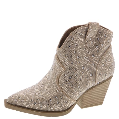 Very G Women’s Austin Western-Style Boots - Fashionable Rhinestone Accent Cowboy Boots with Inside Zipper - 3 1/4” Inch Heel-Comfortable and Chic Women's Boots for Versatile Wardrobe Styling