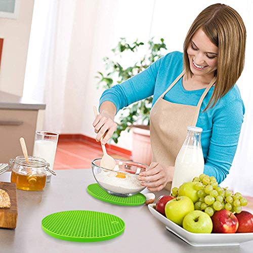 Image of Countertop Protector Heat Resistant Trivets for Hot Pots and Pans - Non-Slip Insulated Heat Pads for Kitchen Counter Green Pack of 4