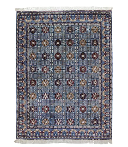 Handmade Afghan Wool Rug: Large Blue GANDOM NAQSHA-(9.94X12.60 feet) (125 sq ft) Luxury Rug
