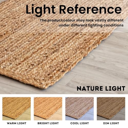 HOMEMONDE Solid Braided 8'x10' Jute Area Rug Natural - Eco Friendly Premium Fiber - Durable and Reversible Handwoven Farmhouse Rugs for Living Room, Hallway, Bedroom, Dinning Room, Kitchen, Office - Thumbnail 5