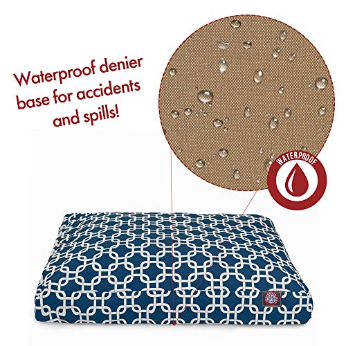 Navy Blue Links Small Rectangle Indoor Outdoor Pet Dog Bed With Removable Washable Cover By Majestic Pet Products #TOP4