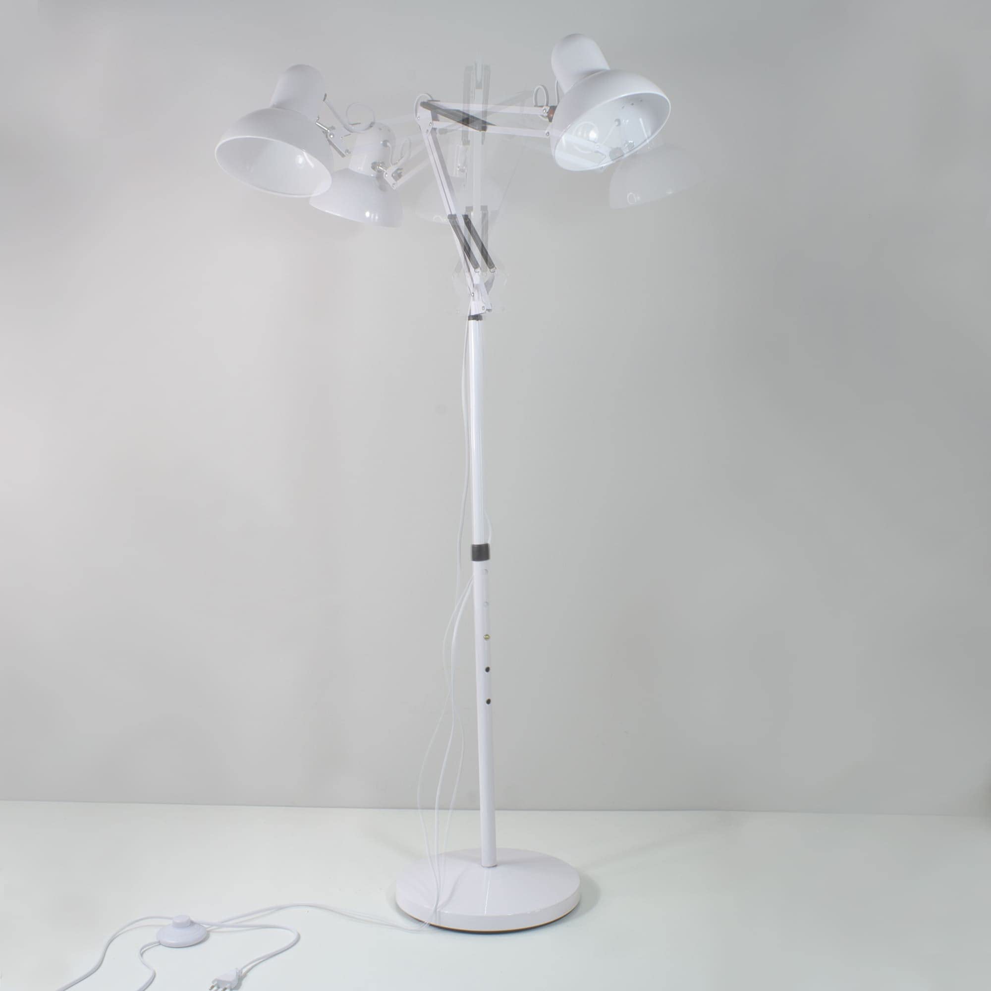 Wonderlamp - Lampada da terra articolata Avati, Lampada da terra bianca, Altezza regolabile, Corpo e testa articolabile, Lampadina 1xE27