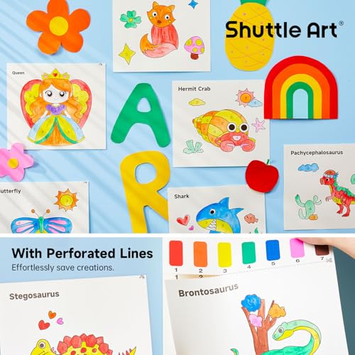 Image of Shuttle Art Paint with Water Coloring Book for Kids, 25 Dinosaur Themed Pages with 2 Brushes, Mess-Free Watercolor Paint Set, Travel-Friendly Art Craft Gift for Toddlers, Birthday Christmas Gift