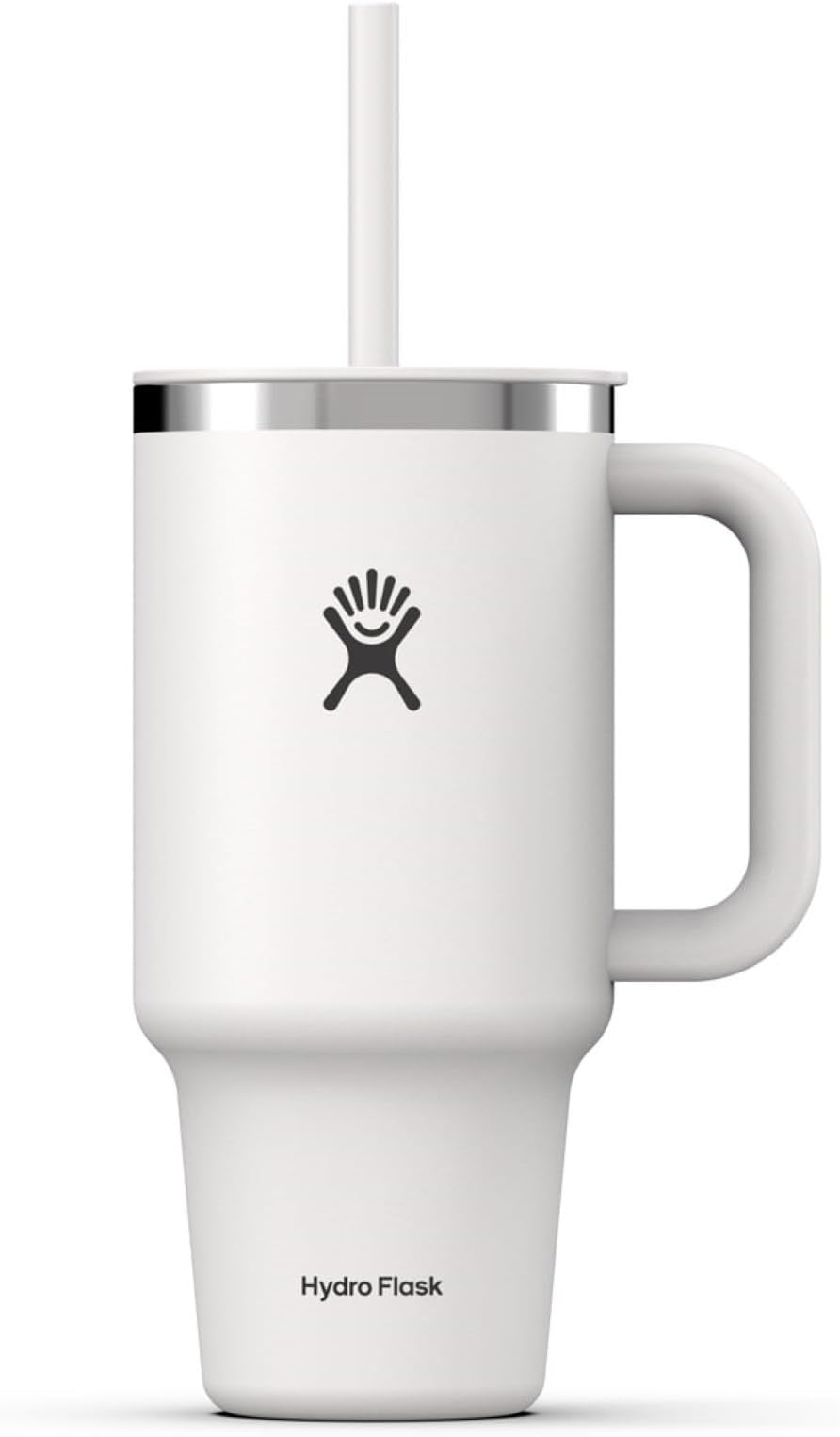 – Travel Tumbler 946 ml (32 oz) with Closable Press-In Straw Lid - Stainless Steel - Double Wall Vacuum Insulated - Splash resistant lid - White