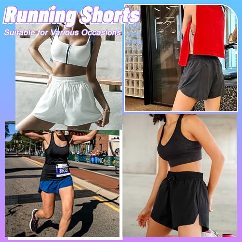 AKKQHH Running Shorts Womens High Waisted Gym Shorts with Pocket Breathable Quick Dry Sports Cycling Workout Activewear Black - Image 6