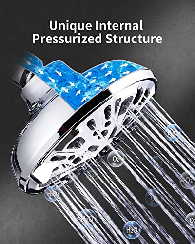 Shower Head, Achiotely High Pressure Shower Head, Fixed Shower Head With 9 Spray Settings, Easy To Install, Chrome Panel With Adjustable Metal Swivel Ball Joint #TOP2