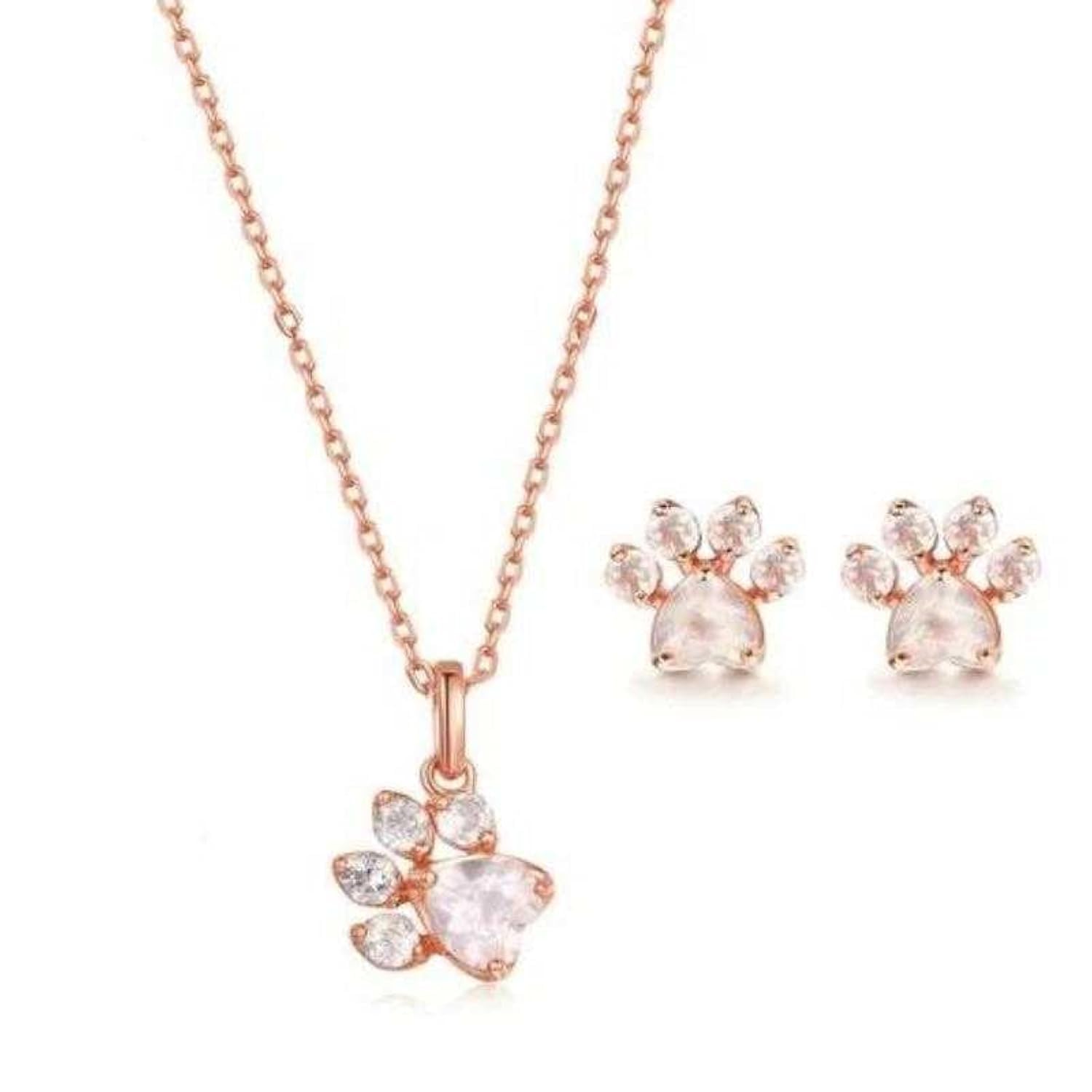Womens Rose Gold Plated Rhinestone Paw Pendant Jewelry Set, Paw Earring, Paw Pendant, Womens Jewelry Set Rose Gold, Trendy Jewelry Set, Jewelry Set For Womens, Rose Gold Jewelry Set (Rose Gold) (B0CRH3T12Z) Amazon Price History, Amazon Price Tracker