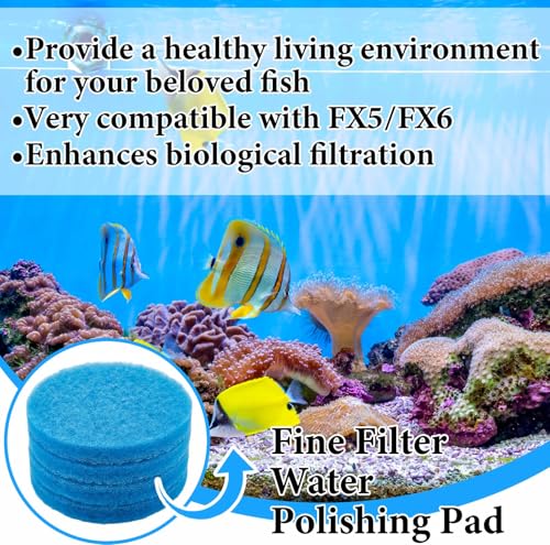 Image of Tranqun 24 Pcs Fine Filter Water Polishing Pad Compatible with Fluval Fx4, Fx5, Fx6 7 x 7 x 0.79 Inches Blue Filter Media Canister Aquarium Water Polishing Pads