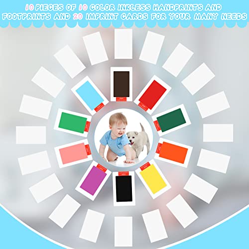 image for Jexine 30 Pcs Baby Inkless Handprint and Footprint Kit Pet Paw Print S