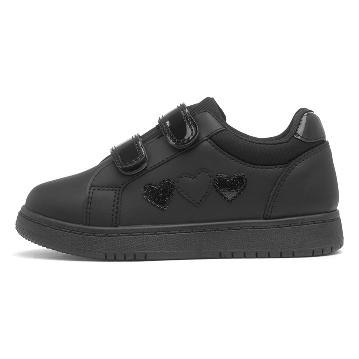 XL Kids Black Double Easy Fasten Heart Trainer