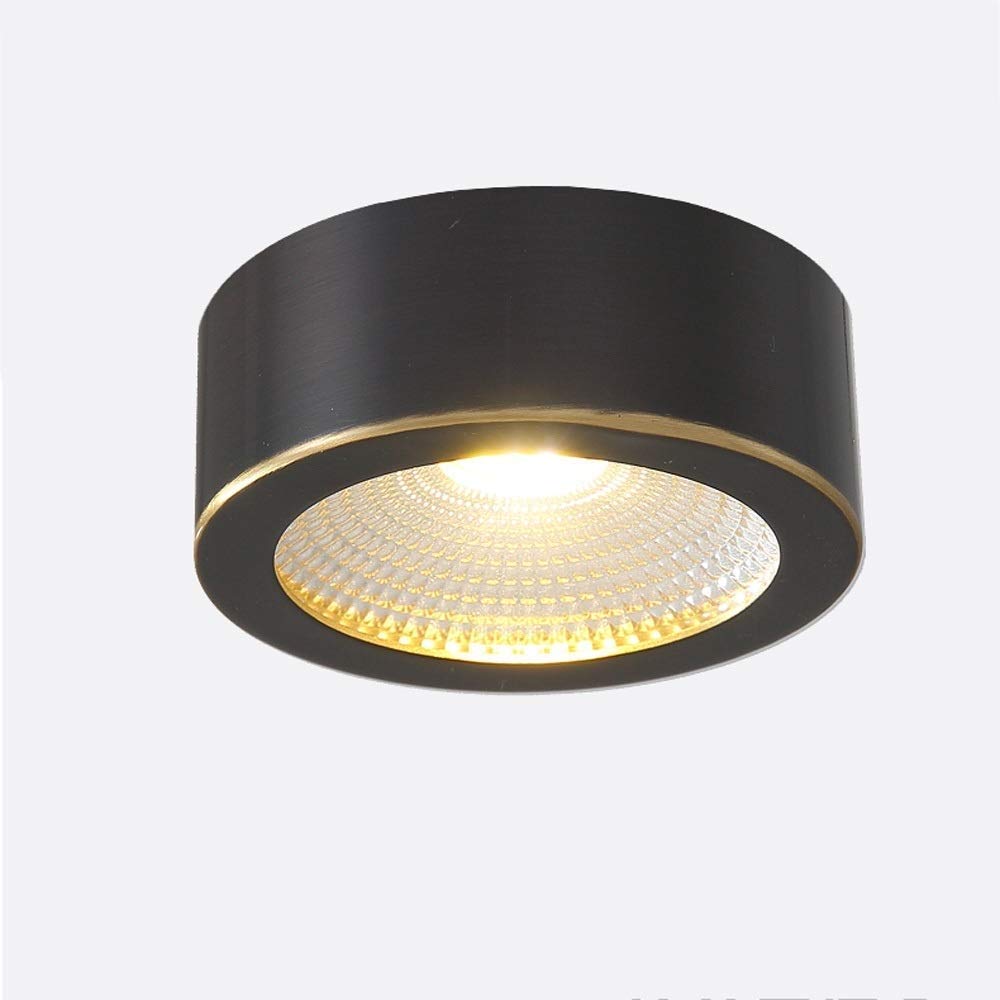 Thin circular 3W 5W 7W 9W LED downlight all copper ceiling wall-3000k small surface-mounted white LED spotlight (Color: White Size: 5W)(Black,3W)