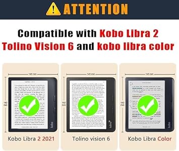 Cover Case for Kobo Libra Colour(Model: N428)| Black Notebook | Sleep/Wake Technology | Built-In 2-Way Stand | Vegan Leather | Compatible with 7” Kobo Libra Colour(Model: N428) (Black)