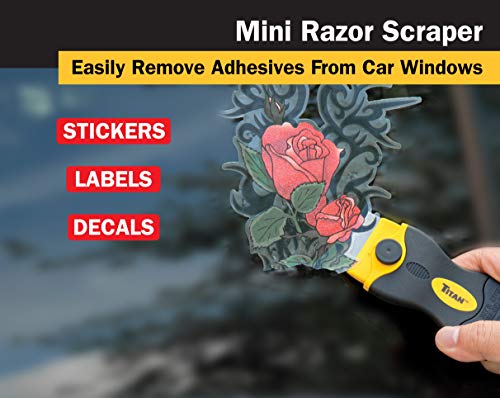 Titan 12031 4-Inch Mini Razor Scraper | Includes 1 Extra Heavy-Duty Razor Blade #TOP3