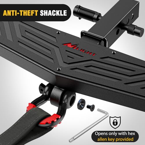 Image of Nilight Hitch Step 2 Inch Receiver Universal Trailer Hitch Step Armor with Anti-Theft D-Ring Shackle Hitch Lock Stabilizer Anti-Slip Design Rear Bumper Guard for Pickups Trucks Vans SUVs ATVs