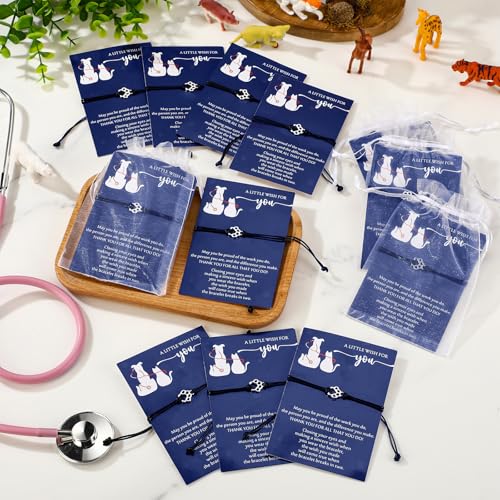 Tondiamo Vet Tech Gifts Bracelet Vet Nurse Veterinary Assistant Appreciation Gift Bulk Adjustable String Paw Bracelet with Thank You Card for Veterinary Pet Lover4