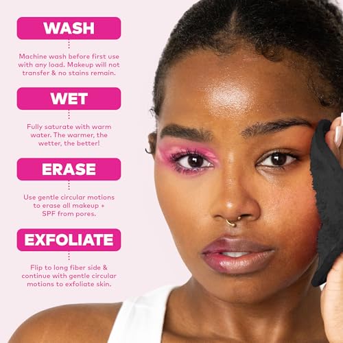 Image of The Original MakeUp Eraser Mini PRO, Erase All Makeup With Just Water, Including Waterproof Mascara, Eyeliner, Foundation, Lipstick, Sunscreen and More! Chic Black, 1ct