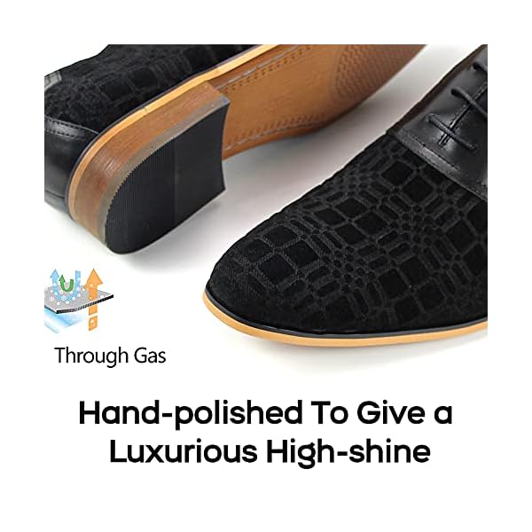 RITIZEN Men's Oxfords Dress Shoes Wingtip Shoes Classic Lace-up Leather Shoes for Formal Business Wedding Casual (Black, Numeric_12) - Image 5