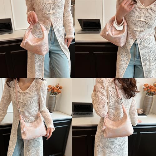 Image of Crescent Crossbody Shoulder Bag, Tote Handbag for Women, Sling Hobo Purse with Chain Strap