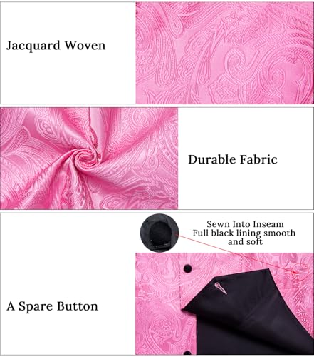 Image of DiBanGu Mens Paisley Suit Vest Silk Jacquard Waistcoat and Necktie Set Formal Shawl Collar Dress Vest 7PCS for Wedding Party