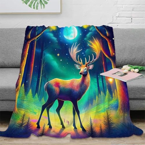 Couverture lit cerf 3D microfibre douce chaude jeté de canapé