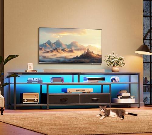 Huuger 71 Inch LED TV Stand with Power Outlets for 75 80 Inch TV by Huuger - Used condition - Image 8