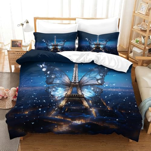 Parure de lit Eiffel Tower 3 pièces housse de couette super king 260x220 cm