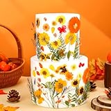 Maasechs 77 Pcs Fall Autumn Cake Decorations Real Dried Pressed Flowers Wildflower Wedding Cake Toppers Sunflower Decor for Fall Thanksgiving Baby in Bloom Baby Shower Bridal Birthday Supplies