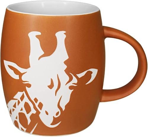 San Diego Zoo Taza grabada con jirafa, 14 onzas, taza de gres terracota, grabada con diseño blanco brillante de jirafa