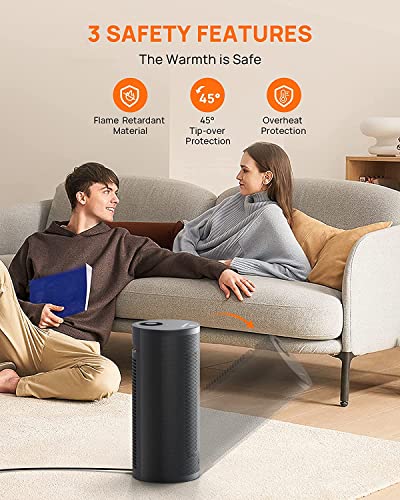Space Heater For Indoor Use, 1500W Fast Ptc Ceramic Heating, 3S Instant Heating, 70° Oscillating,Tip-Over Protection, Small Heater For Office, Bedroom And Desk Use, Black #TOP5