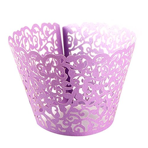 Zorpia® Kitchen DIY Cupcake Wrappers 60 Filigree Artistic Bake Cake Paper Cups Little Vine Lace Laser Cut Liner Baking Cup Muffin Case Trays for Wedding Party Birthday Decoration ZRA0168960